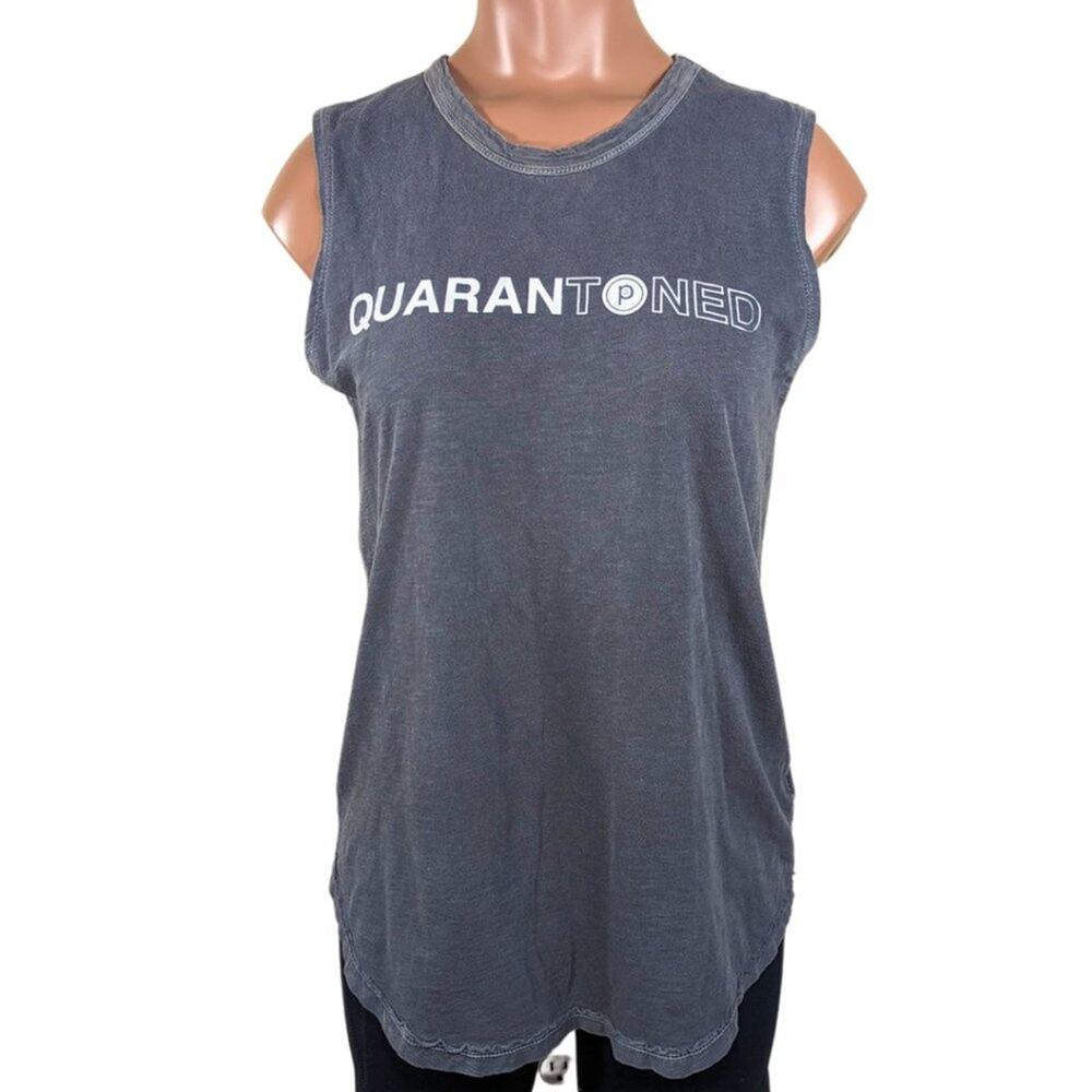 Pure Barre XS 'Quarantoned' Sleeveless Gray Vintage Wash Muscle Shirt